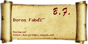 Boros Fabó névjegykártya